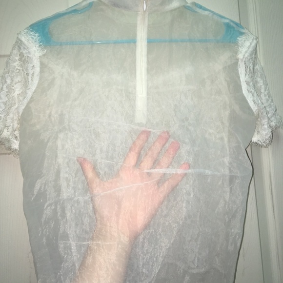 Free People Lace Blouse Transparent Top Tee Boho Sheer - Picture 3 of 12